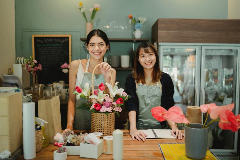 Two women florist shop business owners.