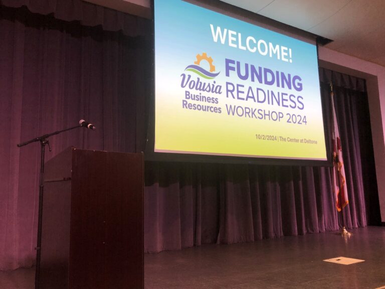 Volusia Business Resources Funding Readiness Workshop 2024 PPT slide.